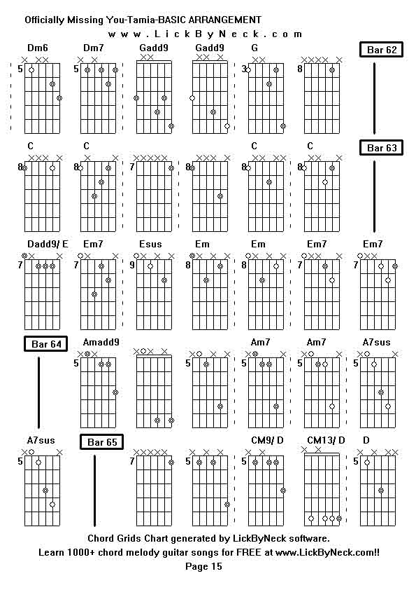 Chord Grids Chart of chord melody fingerstyle guitar song-Officially Missing You-Tamia-BASIC ARRANGEMENT,generated by LickByNeck software.